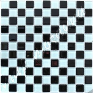 Шахматная чб мозаика из стекла A23