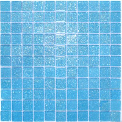 Стеклянная мозаика Голубая мозаика из стекла с блестками V 043