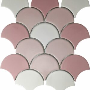 Розовая трехцветная плитка чешуя Х011718 Mirmozaiki.Kz