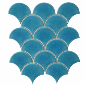 Голубая керамическая мозаика чешуя ХL8510 Mirmozaiki.Kz