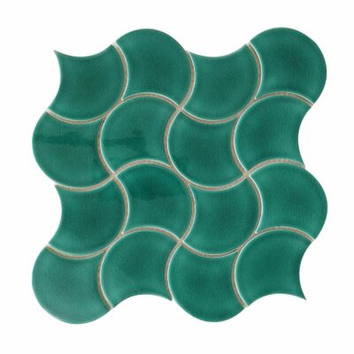 Мятная мозаичная  плитка XL8512uzor на сеточной имеет в форме чешуи с ровной глазурованной поверхностью Мятная керамическая мозаика чешуя ХL8512uzor Светло зеленая керамическая мозаика чешуя ХL8512 3 Mirmozaiki.Kz Мозаика - плитка из керамики