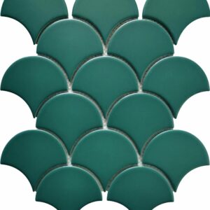 Зеленая керамическая мозаика чешуя мат Х8515 Mirmozaiki.Kz