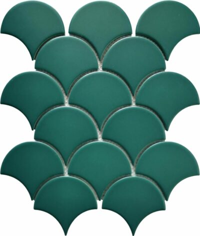 Зеленая керамическая мозаика чешуя мат Х8515 Mirmozaiki.Kz