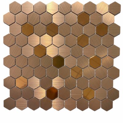 Мозаика шестигранная из металла RMF608 микс глянца и мата соты шестигранник mirmozaiki.kz Мир Мозаики