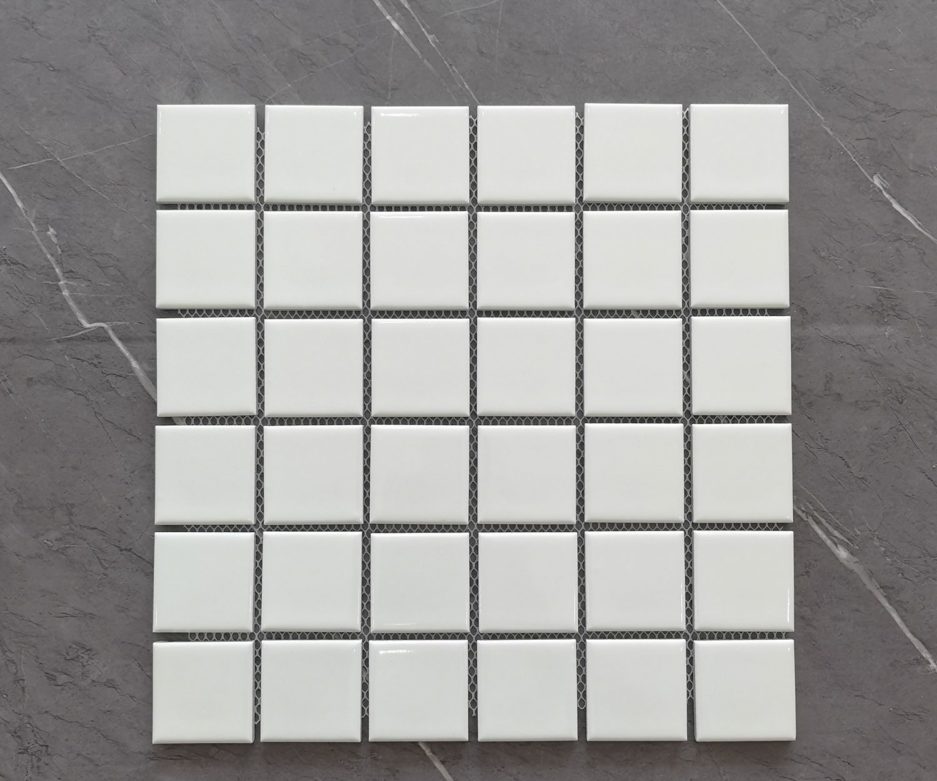 Пикси белая керамическая мозаика 48х48 глянец