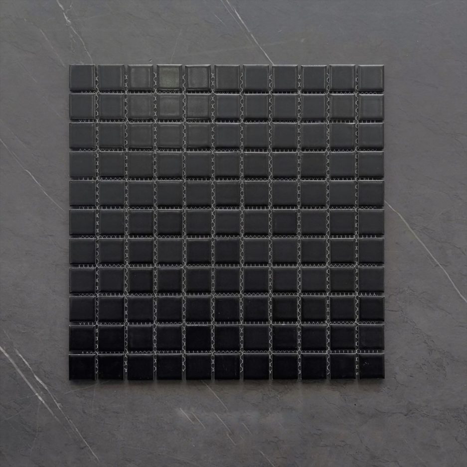 Пикси черная керамическая мозаика 25х25
